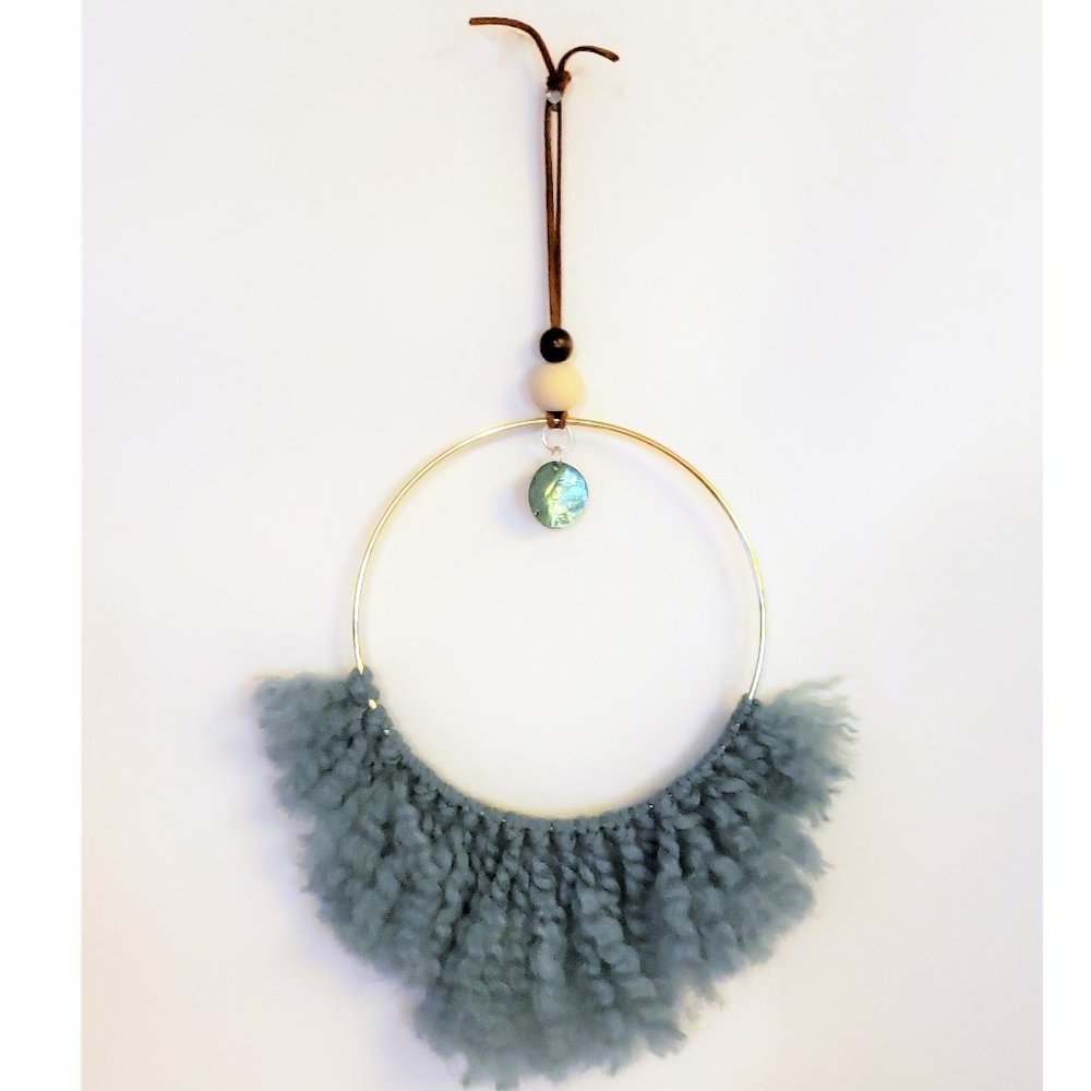 Modern Boho Yarn Wall Hanging With Capiz Shell